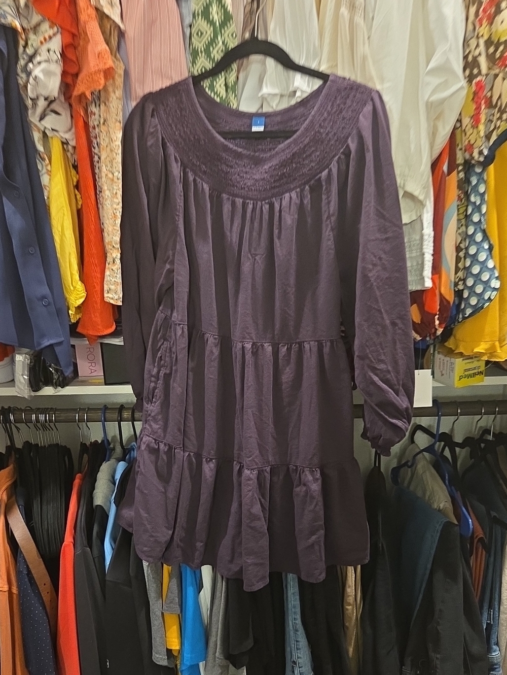 Old Navy Purple Smocked Yoke Tiered Tunic